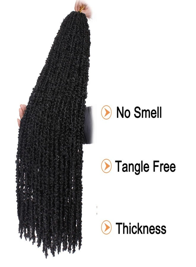 ZRQ 6 Packs Super Long Butterfly Locs Hair 42 Inch Black Distressed Locs Crochet Braids Hair Pre-looped Goddess Locs Hair Extensions Synthetic Handmade Soft Locs For Women 1B# - Image 3